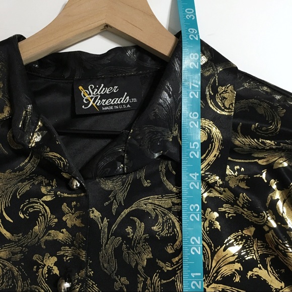 Vintage Black and Gold Button Down Blouse - Picture 5 of 6